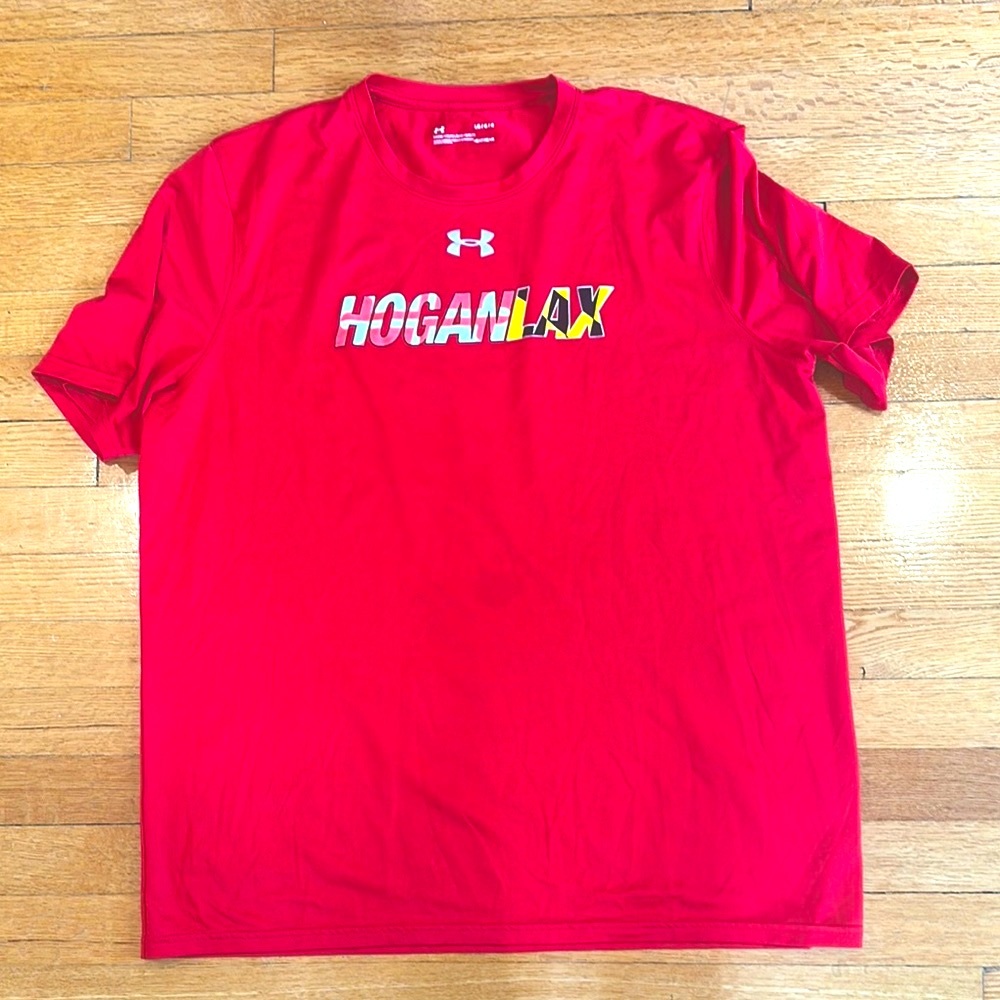 Under Armour Hogan lax Maryland Red Short Sleeve Tee large